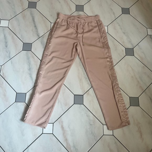 H&M Silk Pink Jogging Pants with sporty stripe - Picture 1 of 7